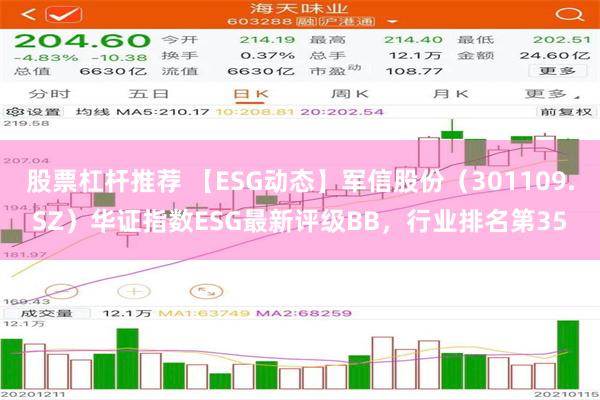 股票杠杆推荐 【ESG动态】军信股份（301109.SZ）华证指数ESG最新评级BB，行业排名第35