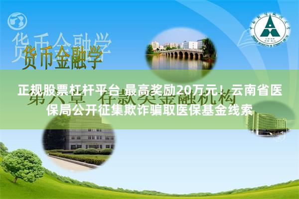 正规股票杠杆平台 最高奖励20万元！云南省医保局公开征集欺诈骗取医保基金线索