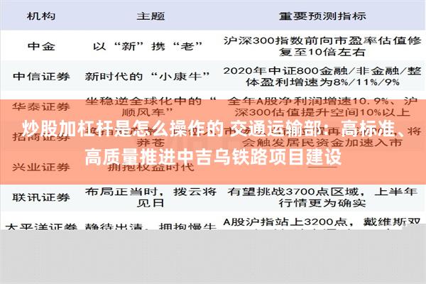 炒股加杠杆是怎么操作的 交通运输部：高标准、高质量推进中吉乌铁路项目建设